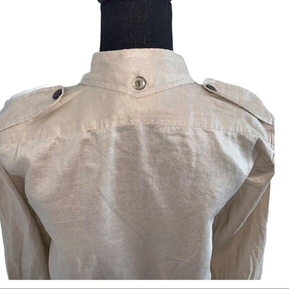 Silk Club Embellished Cropped Button-Down Shirt M - Picture 5 of 7